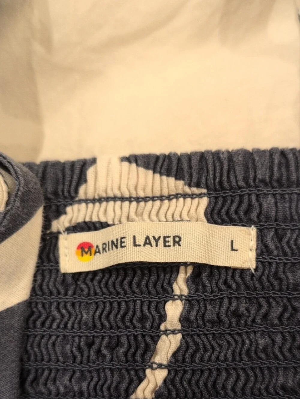 Marine Layer Navy & White Leaf-Print Square-Neck Crop Cami